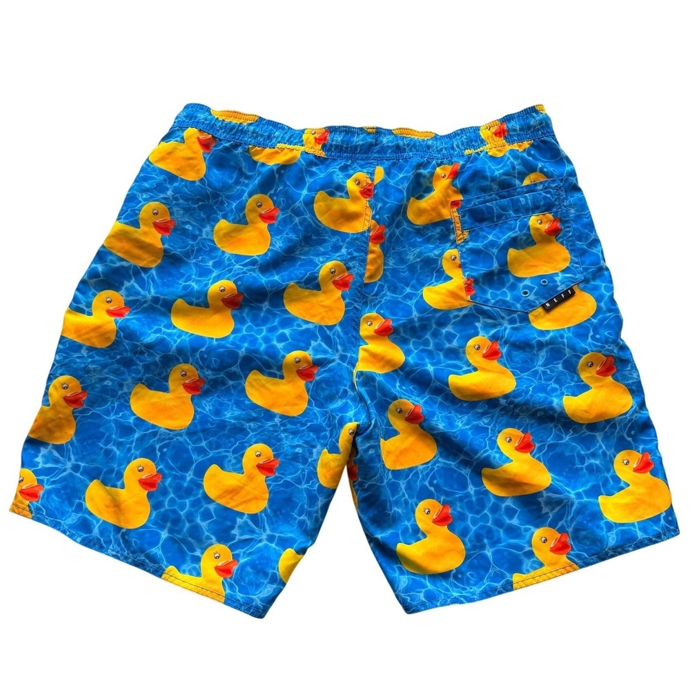 Neff Mens Rubber Duck Board Shorts XL Blue Swim‎ Trunks Surf Summer Free Ship!